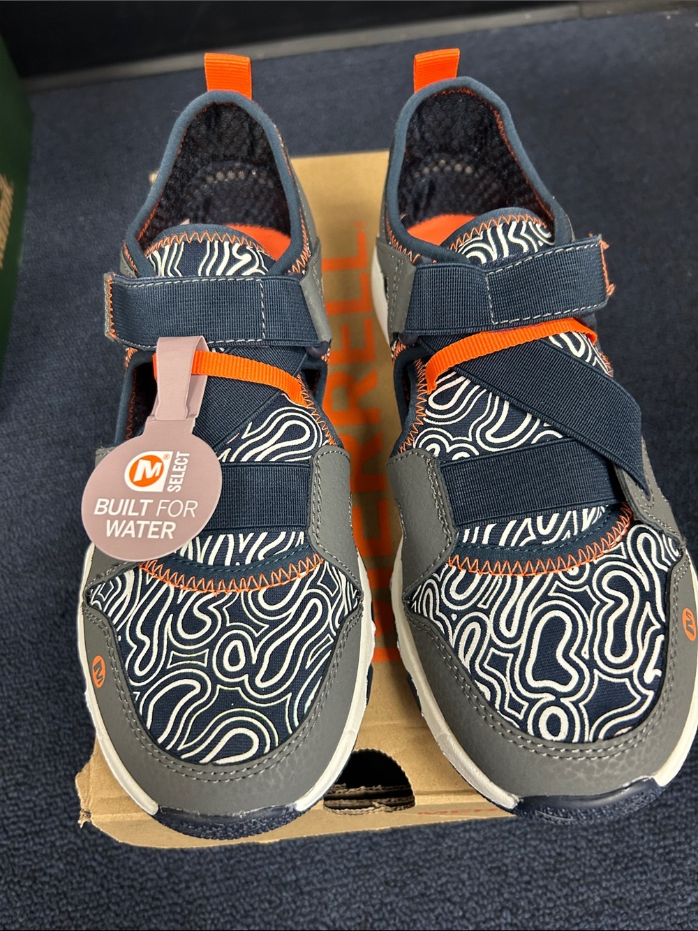 Merrell Kids hydro  Navy and Orange Water-Ready Sandals